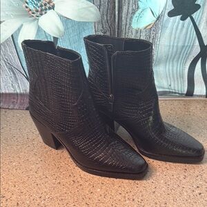 Lucky Brand Black Ankle Booties with Western Flair
